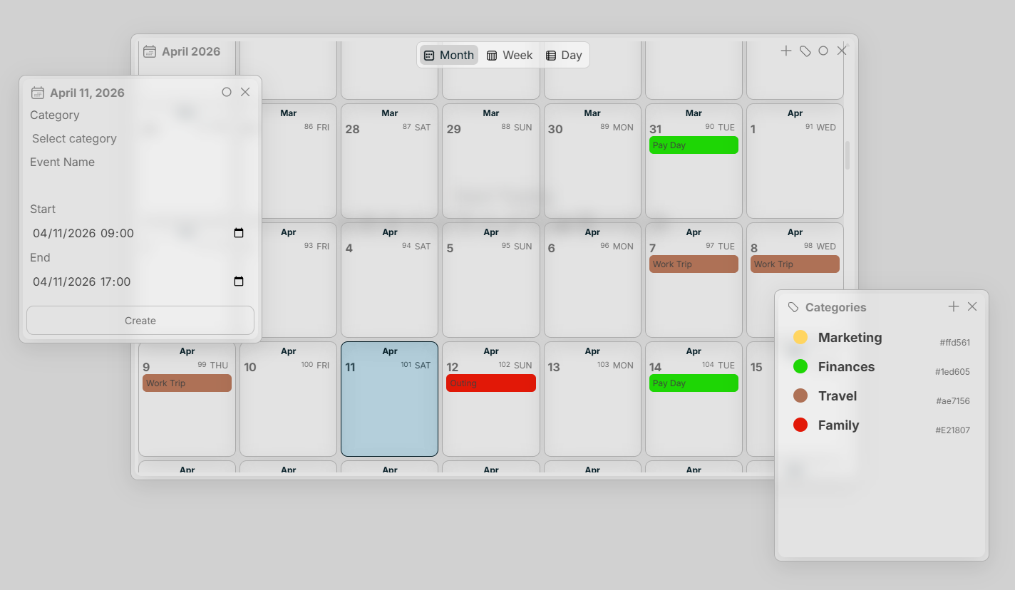 Calendar Interface