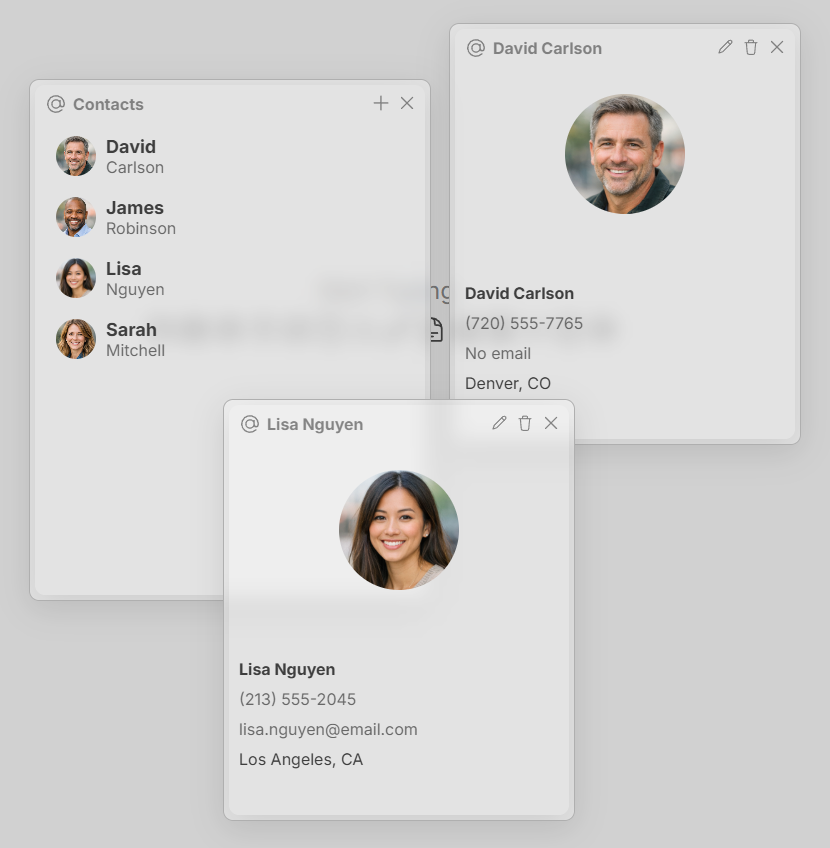 Contacts Interface