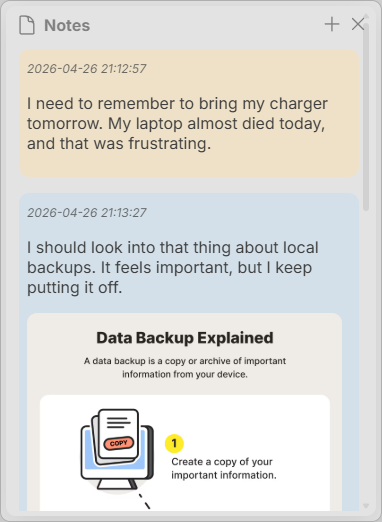 Notes interface