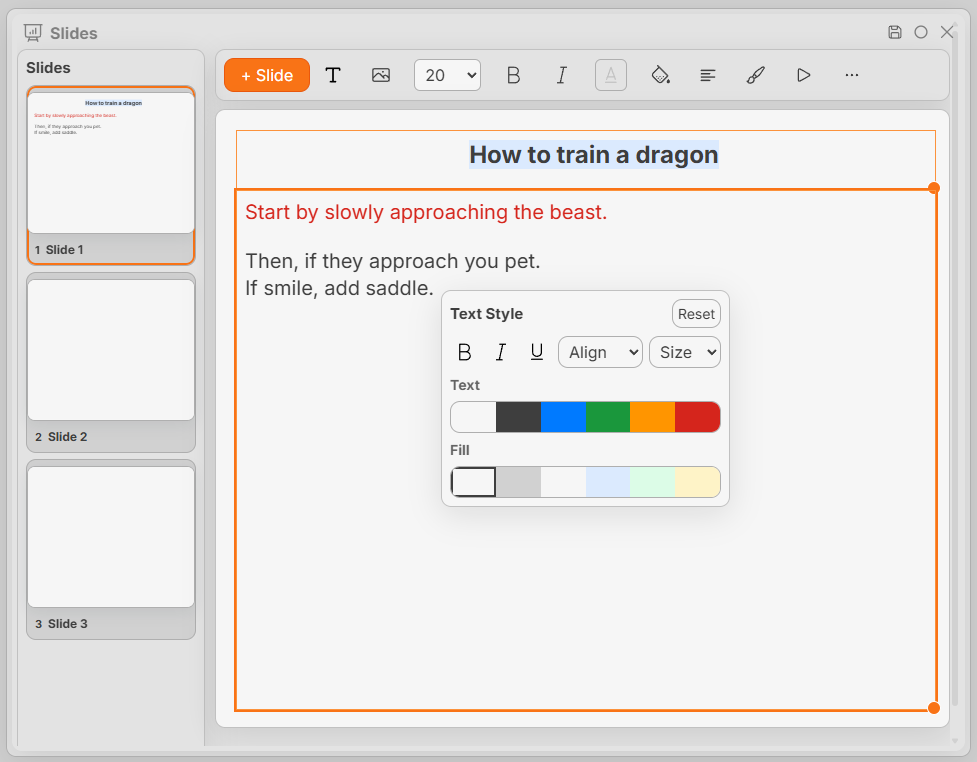 Slides Interface