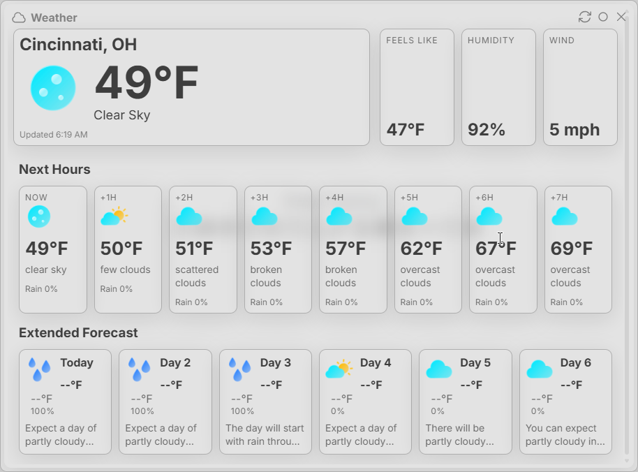 Weather Interface